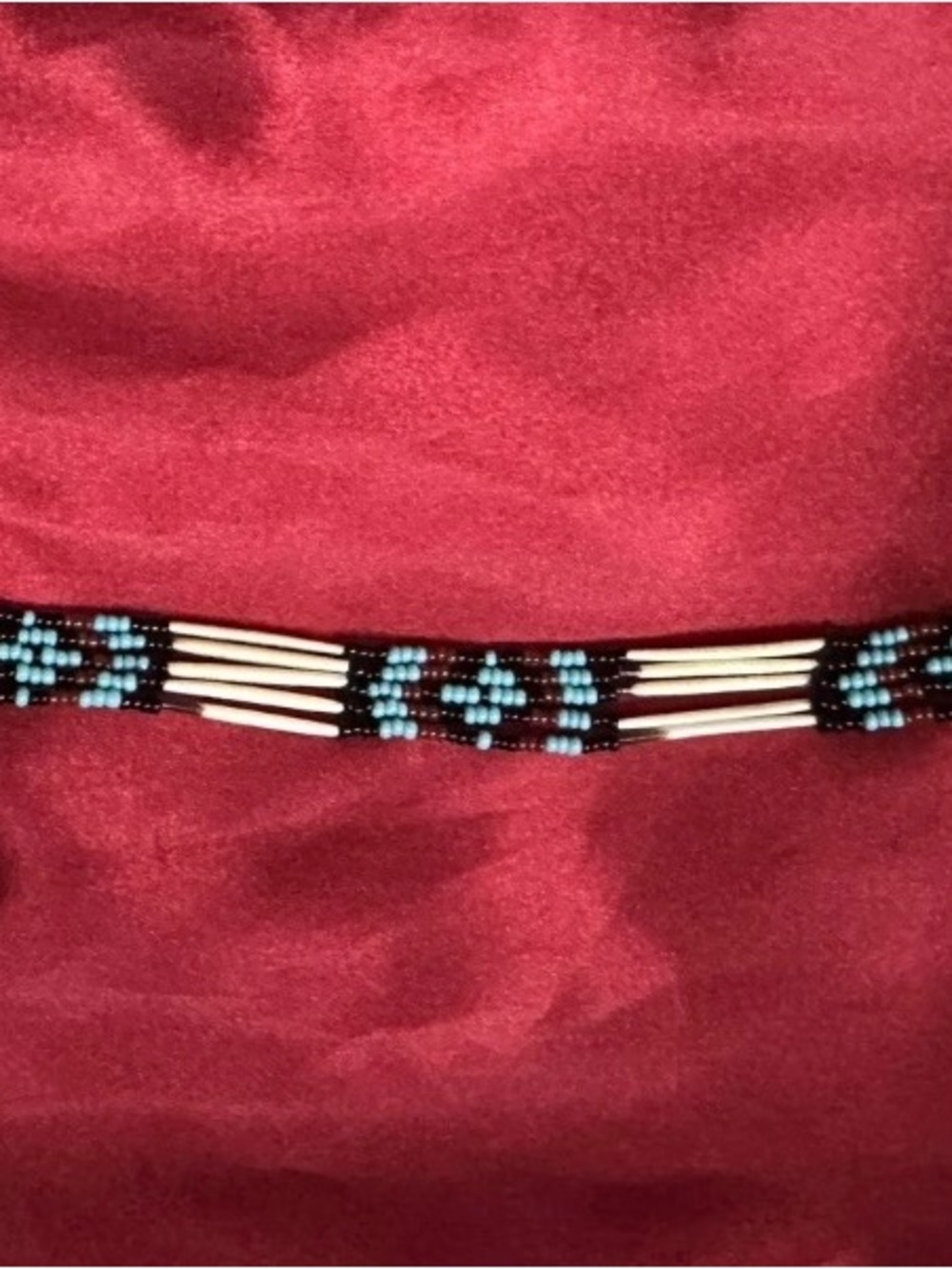 Vintage Authentic Native American Beads and Quills and Leather Choker